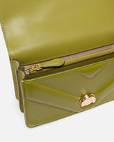 Mini Love Bag One shoulder bag in chevron leather and nappa with triple chain - Green | Pinko