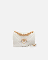 Mini Love Bag One shoulder bag in chevron leather and nappa with triple chain - White | Pinko