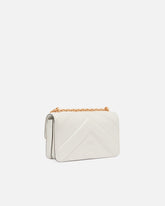Mini Love Bag One shoulder bag in chevron leather and nappa with triple chain - White | Pinko