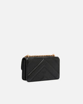 Mini Love Bag One shoulder bag in chevron leather and nappa with triple chain - Black | Pinko
