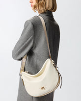 Small leather hobo shoulder bag with zip - | Pinko