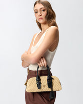 Escape Bag Horizontal small raffia handbag - Beige | Pinko
