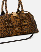 Suede handbag with macula print - | Pinko