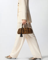 Suede handbag with macula print - Multicolor Brown-Black | Pinko