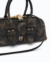 Escape Bag Horizontal small handbag in suede with camouflage print - Military Green | Pinko