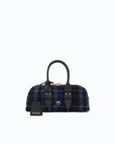 Escape Bag Horizontal small handbag in check cloth and leather - Multicolor Black-Blue | Pinko