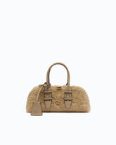 Escape Bag Horizontal small handbag in teddy-effect fabric with leather details - | Pinko
