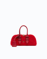 Escape Bag Horizontal small handbag in teddy-effect fabric with leather details - | Pinko