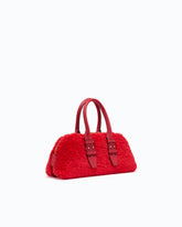 Escape Bag Horizontal small handbag in teddy-effect fabric with leather details - | Pinko
