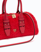 Escape Bag Horizontal small handbag in teddy-effect fabric with leather details - | Pinko