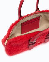 Escape Bag Horizontal small handbag in teddy-effect fabric with leather details - | Pinko