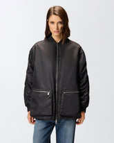 Long technical satin bomber jacket - | Pinko