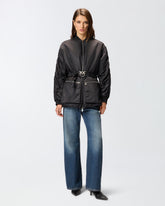 Long technical satin bomber jacket - | Pinko