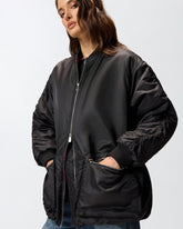 Long technical satin bomber jacket - | Pinko