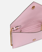 Small smooth leather envelope clutch bag with Love Birds logo - Light Pink | Pinko
