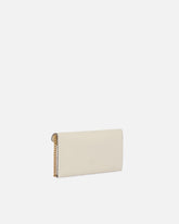 Small smooth leather envelope clutch bag with Love Birds logo - White | Pinko