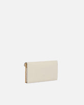 Small smooth leather envelope clutch bag with Love Birds logo - White | Pinko