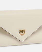 Small smooth leather envelope clutch bag with Love Birds logo - | Pinko