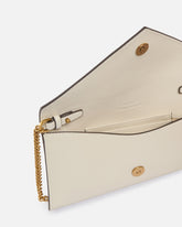 Small smooth leather envelope clutch bag with Love Birds logo - White | Pinko