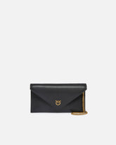 Small smooth leather envelope clutch bag with Love Birds logo - | Pinko