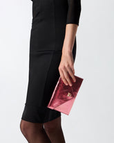 Metallic leather pouch with Love Birds logo - | Pinko