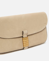 Saddle Flat medium shoulder bag in suede - Beige | Pinko