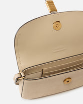Saddle Flat medium shoulder bag in suede - Beige | Pinko