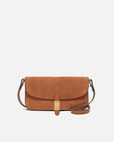 Saddle Flat medium shoulder bag in suede - | Pinko