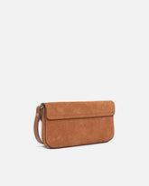 Saddle Flat medium shoulder bag in suede - | Pinko