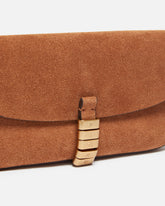 Saddle Flat medium shoulder bag in suede - Brown | Pinko