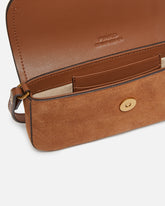 Saddle Flat medium shoulder bag in suede - Brown | Pinko
