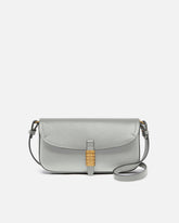Saddle Flat medium shoulder bag in leather - Grey | Pinko