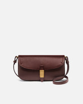Saddle Flat medium shoulder bag in leather - Burgundy | Pinko