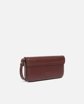 Saddle Flat medium shoulder bag in leather - Burgundy | Pinko