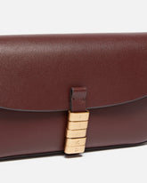 Saddle Flat medium shoulder bag in leather - Burgundy | Pinko