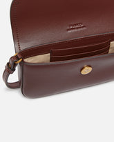 Saddle Flat medium shoulder bag in leather - Burgundy | Pinko
