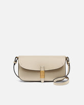 Saddle Flat medium shoulder bag in leather - White | Pinko