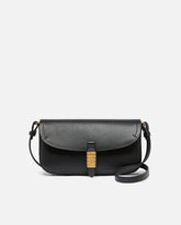 Saddle Flat medium shoulder bag in leather - Black | Pinko