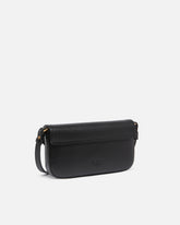 Saddle Flat medium shoulder bag in leather - Black | Pinko