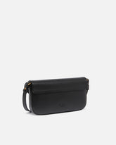 Saddle Flat medium shoulder bag in leather - Black | Pinko