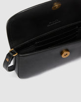 Saddle Flat medium shoulder bag in leather - Black | Pinko