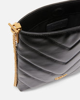 Small flat shoulder pouch in chevron-patterned leather - | Pinko