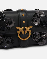 Baby Love Bag Slouchy shoulder bag in leather with jewel flowers - | Pinko