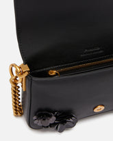 Baby Love Bag Slouchy shoulder bag in leather with jewel flowers - | Pinko