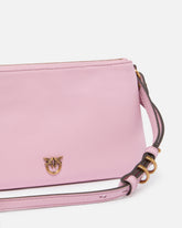 Kleine Umhängetasche Mini Double Bag aus Leder mit Schulterriemen - Hellrosa | Pinko
