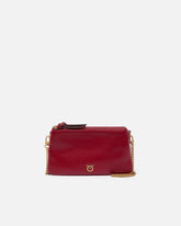 Leather Mini Double Bag with shoulder strap - Red | Pinko