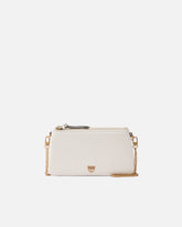 Leather Mini Double Bag with shoulder strap - White | Pinko