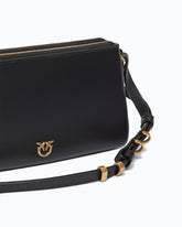 Kleine Umhängetasche Mini Double Bag aus Leder mit Schulterriemen - Schwarz | Pinko