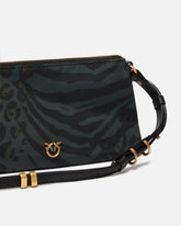 Double Bag Mini small crossbody bag in nylon with animal print - | Pinko