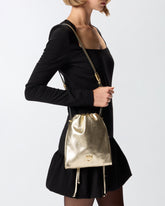 Mini Slouchy Bag shoulder bag in laminated suede with Love Birds logo - | Pinko